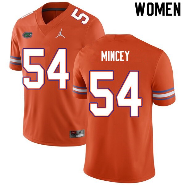 Women #54 Gerald Mincey Florida Gators College Football Jerseys Orange